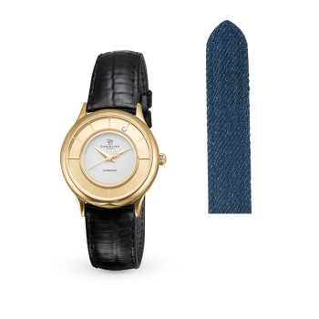 Hos Guldsmykket.dk har vi dit nye Smykkeur fraChristina Collection model 645-GWBL-Denim